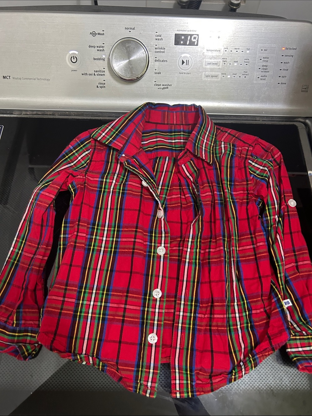 Boys 4t Christmas tartan plaid button down dress shirt 100% cotton
